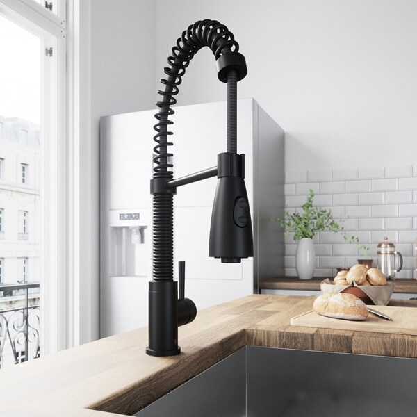 Shop VIGO Brant Matte Black Pull-Down Spray Kitchen Faucet - On Sale