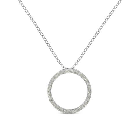 Sterling-Silver 1/3ct TDW Diamond Hoop Circle Pendant Necklace (I-J, I2-I3)