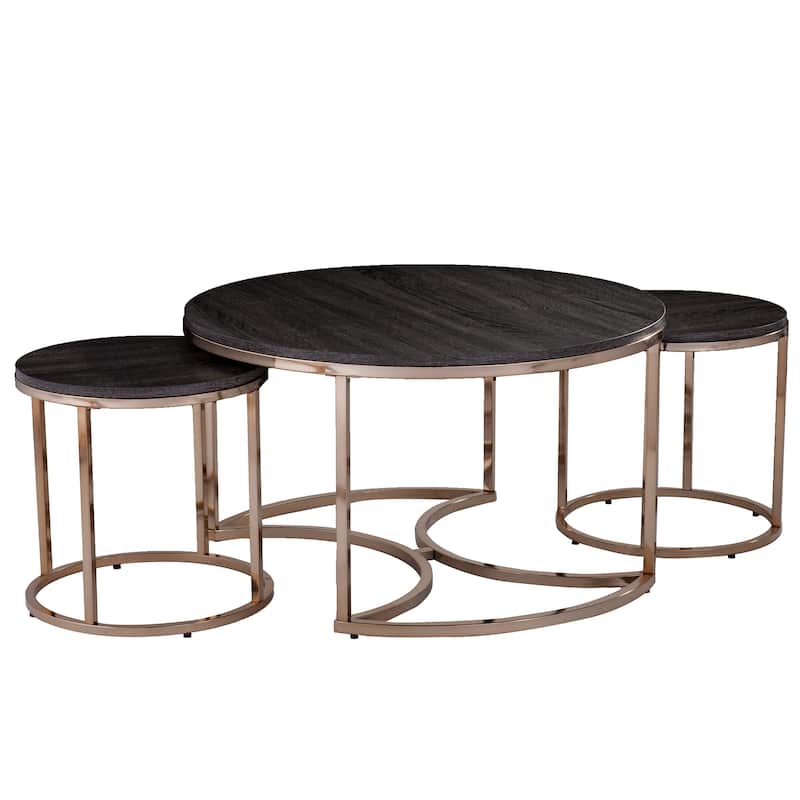 SEI Furniture Henderson Round 3-piece Nesting Coffee Table - Gold