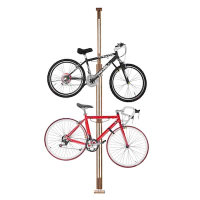 Bike Rack - Adjustable Wood Hanger for Storing - Floor to Ceiling Tension Mount Extends from 7 to 10-Feet by Rad Sportz (Brown)