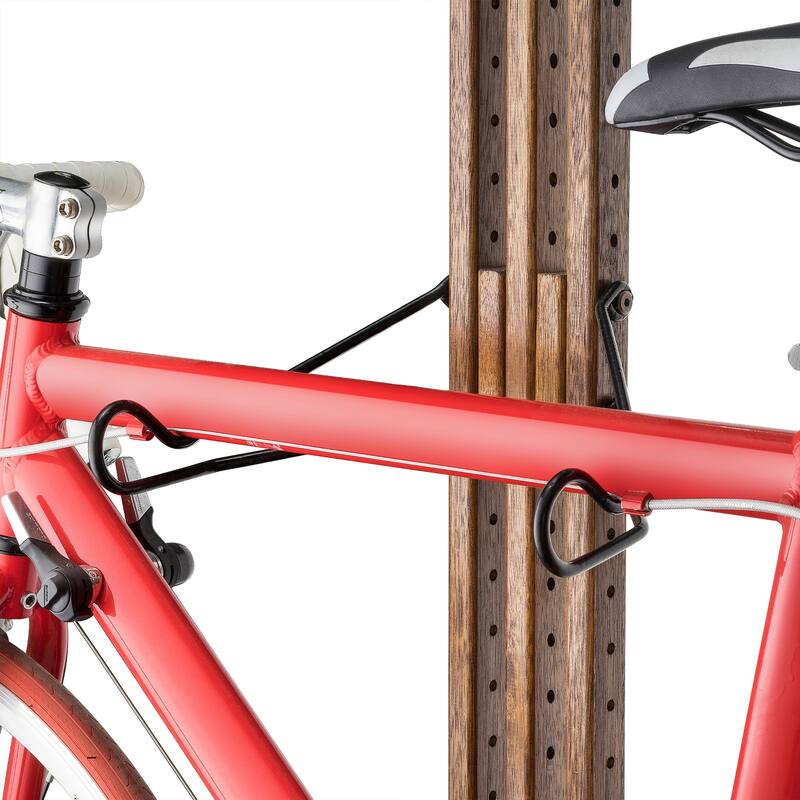 Bike Rack - Adjustable Wood Hanger for Storing - Floor to Ceiling Tension Mount Extends from 7 to 10-Feet by Rad Sportz (Brown)