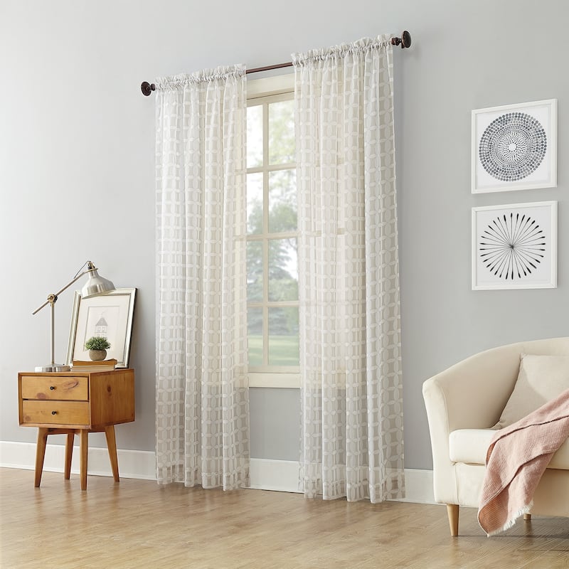 No. 918 Miller Geometric Sheer Rod Pocket Curtain Panel