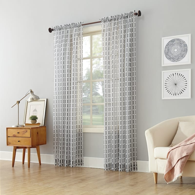 No. 918 Miller Geometric Sheer Rod Pocket Curtain Panel