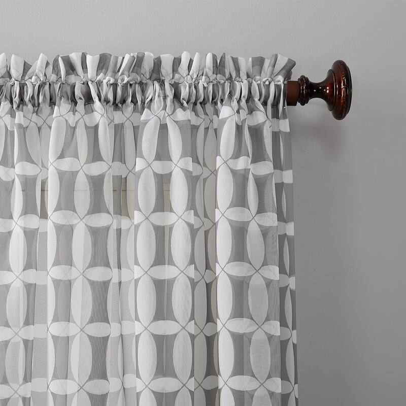 No. 918 Miller Geometric Sheer Rod Pocket Curtain Panel