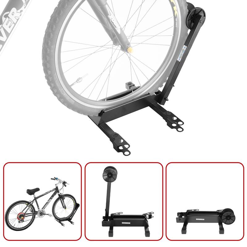 Bike Floor Stand - Foldable Bicycle Rack for Touchless Parking of Multiple Mountain, Road, BMX Bikes by Rad Sportz (Black)
