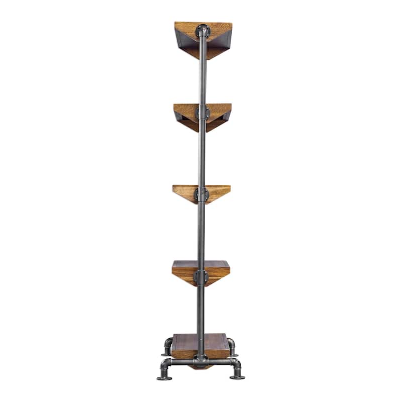 Uttermost Rhordyn Aged Gunmetal Industrial Etagere