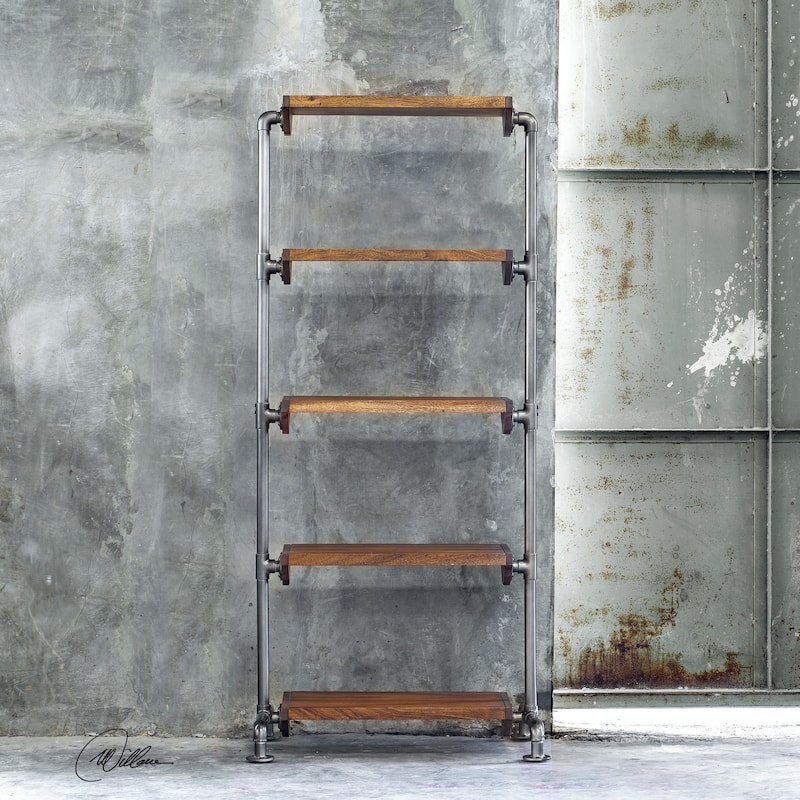 Uttermost Rhordyn Aged Gunmetal Industrial Etagere