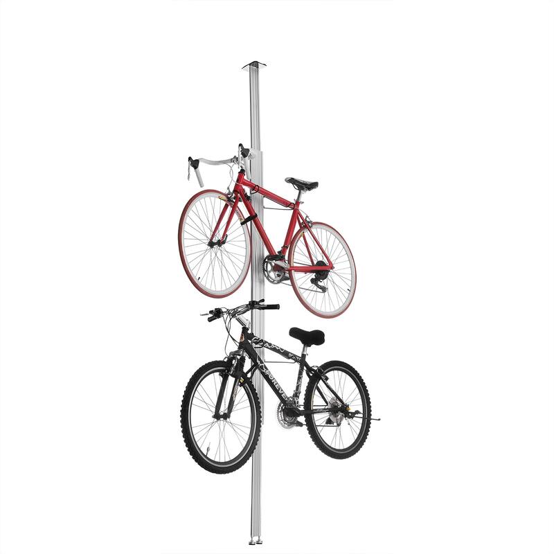 Bike Rack - Adjustable Aluminum Bicycle Hanger for 2 Bikes - 7-11ft Floor to Ceiling Tension Mount Bike Storage by RAD Cycle