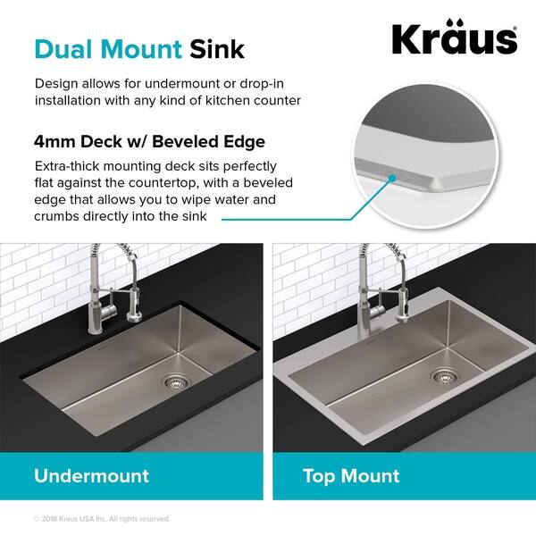 Shop Kraus Kht301 18 Topmount Drop In 18 Inch Stainless Steel