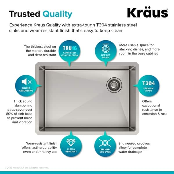 Shop Kraus Khu110 27 Undermount 27 Inch 1 Bowl Stainless Steel