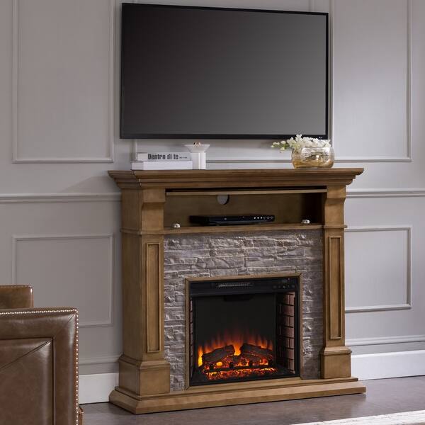 Shop Copper Grove Eisenstadt Faux Stone Media Electric Fireplace