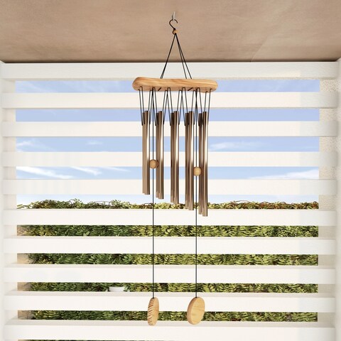Metal and Wood Wind Chime- 34.5" Tuned Metal Wind Chimes by Pure Garden