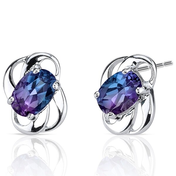 Simulated Alexandrite Earrings Sterling Silver 2.00 Carats