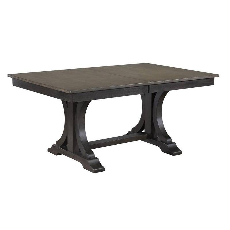 Double Art Deco Antique Grey Stone/Black Stone Panel Back 7-Piece Dining Set