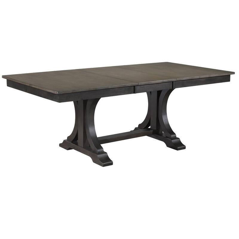 Double Art Deco Antique Grey Stone/Black Stone Panel Back 7-Piece Dining Set