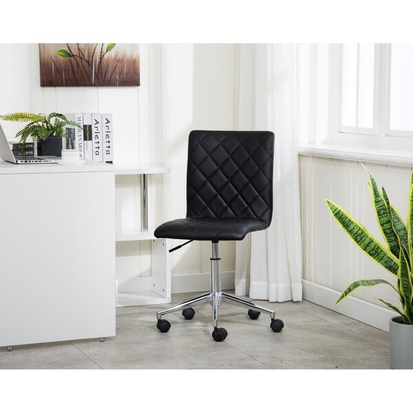 Porthos Home Arlo Armless Office Chair In PU Leather Upholstery