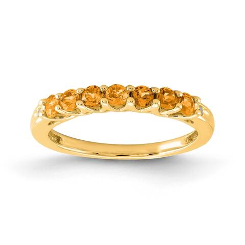 10K Yellow Gold Citrine Birthstone Band with Diamonds by Versil