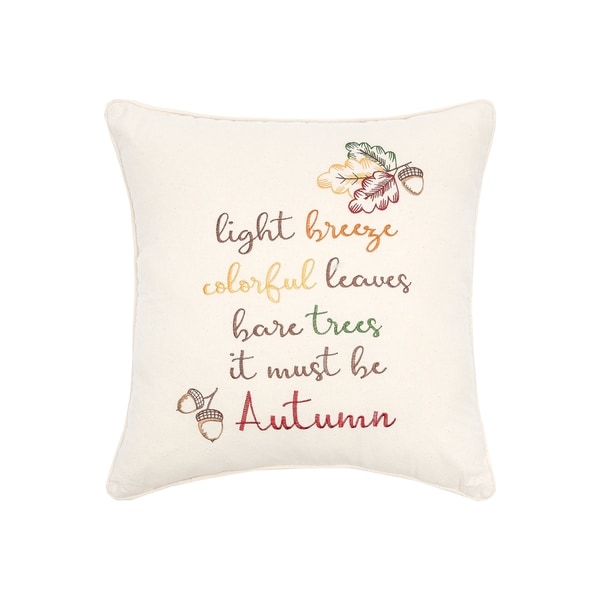 It Must Be Autumn Embroidered 20x20 Throw Pillow