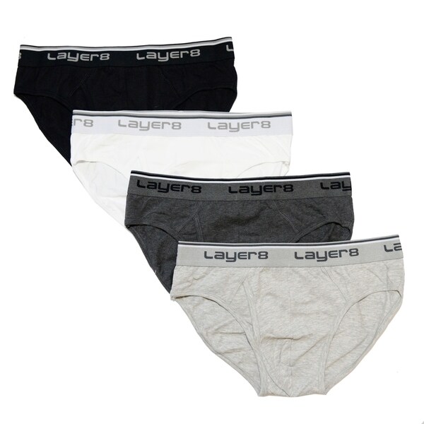 Layer 8 Mens 4-Pack Everyday Low Rise Briefs