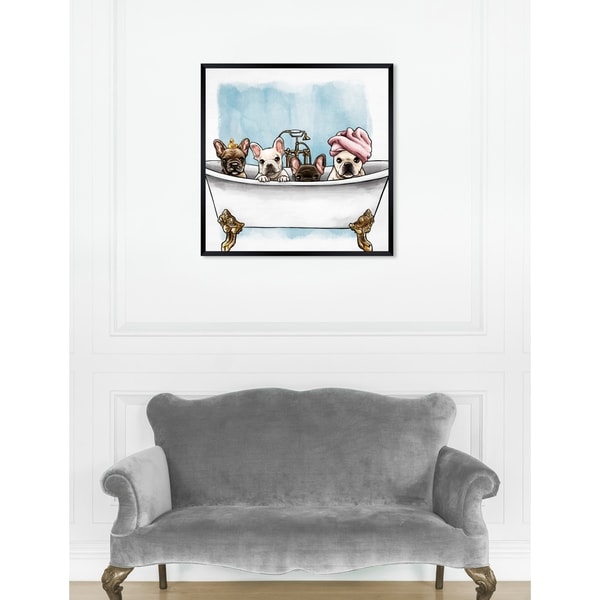 Oliver Gal 'Frenchies In The Tub' Dogs and Puppies Framed Art Print. Opens flyout.