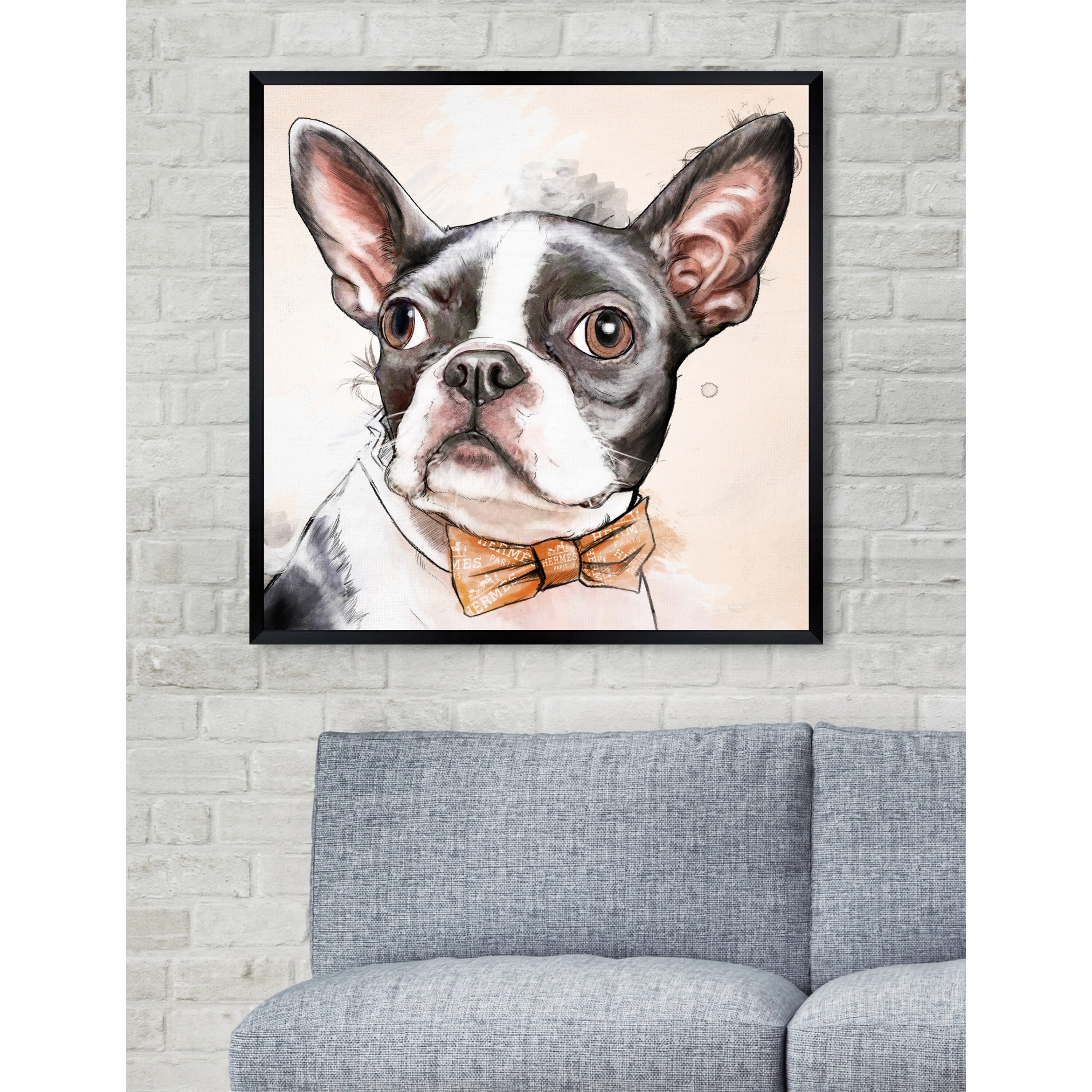 Oliver Gal 'Boston Terrier Watercolor' Dogs and Puppies Framed Art