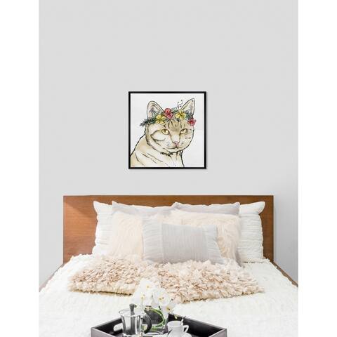 Oliver Gal 'Floral Crown Feline' Cats and Kittens Framed Art Print