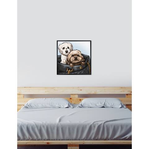 Oliver Gal 'Peek a Boo Duet' Black Dogs and Puppies Framed Art Print