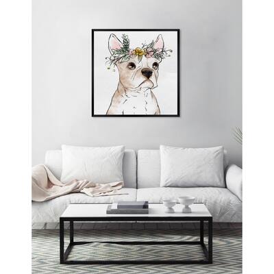 Oliver Gal 'Floral Crowned Terrier' Dogs and Puppies Framed Art Print