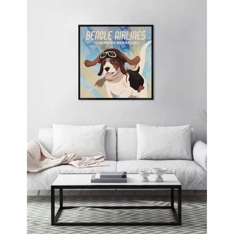Oliver Gal 'Beagle Airlines' Dogs and Puppies Framed Art Print