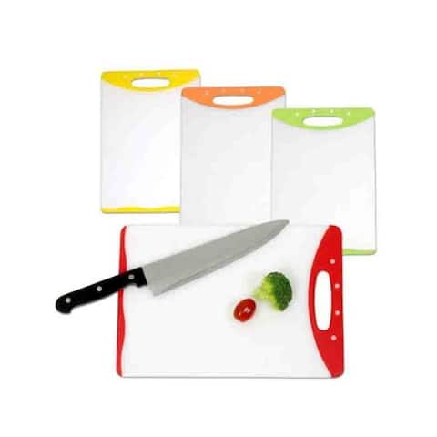 Home Basics 8" x 12" Rubberized Non-slip Edges Plastic Cutting Board