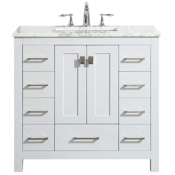 Amazon Com Madison 36 Inch Bathroom Vanity Carrara Charcoal Gray Includes Charcoal Gray Cabinet With Authentic Italian Carrara Marble Countertop And White Ceramic Sink Home Improvement