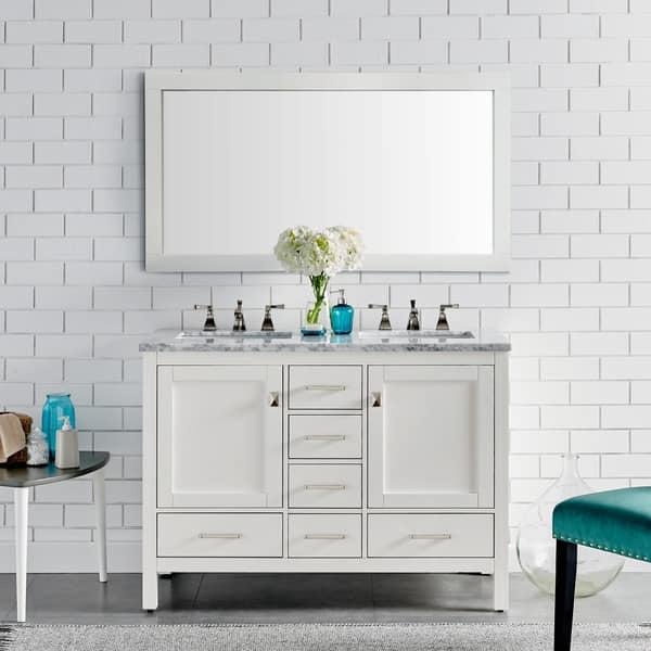 Eviva Aberdeen 48" White Transitional Double Sink Bathroom Vanity w