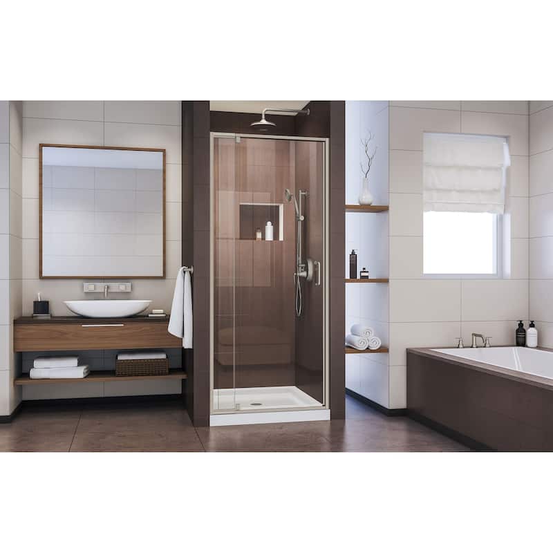DreamLine Flex 30 1/2 in. D x 28-32 in. W x 72 in. H Semi-Frameless Pivot Shower Enclosure - 30.5" x 28.44" - 32.44"