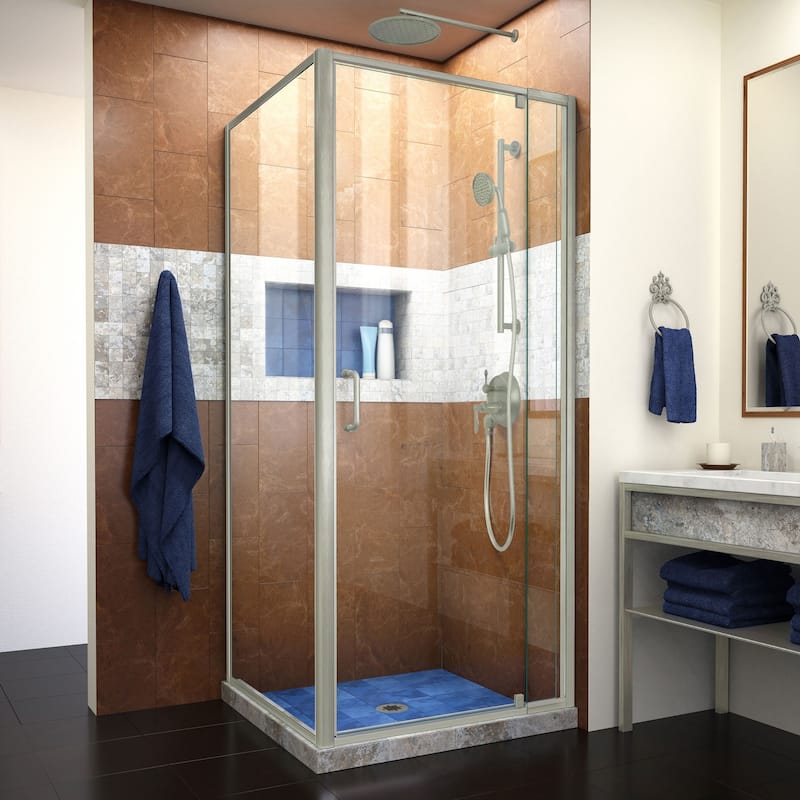 DreamLine Flex 30 1/2 in. D x 28-32 in. W x 72 in. H Semi-Frameless Pivot Shower Enclosure - 30.5" x 28.44" - 32.44"
