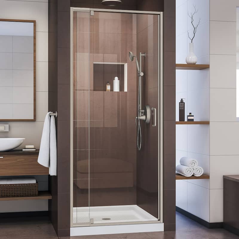 DreamLine Flex 30 1/2 in. D x 28-32 in. W x 72 in. H Semi-Frameless Pivot Shower Enclosure - 30.5" x 28.44" - 32.44"