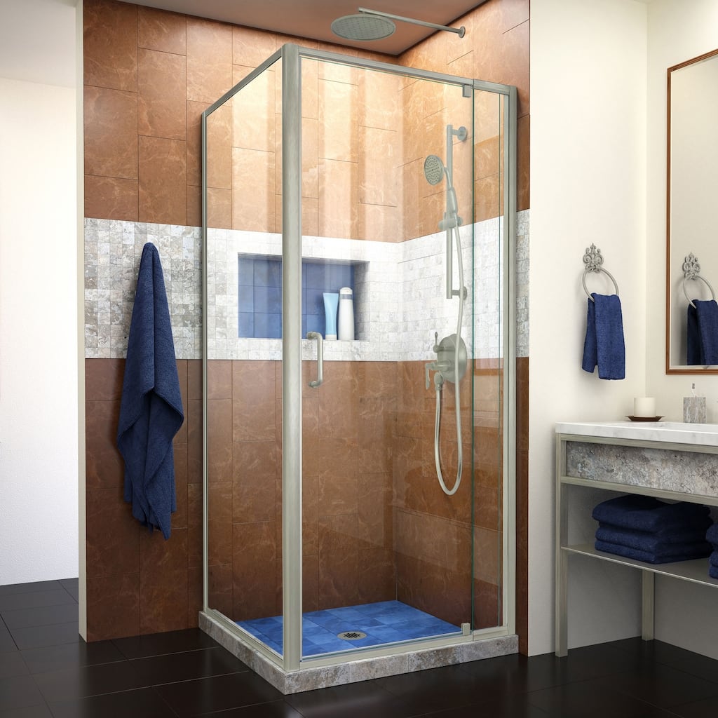 DreamLine Flex 30 1/2 in. D x 28-32 in. W x 72 in. H Semi-Frameless Pivot Shower Enclosure - 30.5" x 28.44" - 32.44"