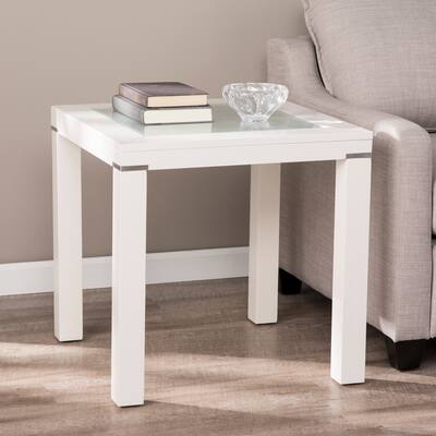Porch & Den Lapham White Parsons End Table