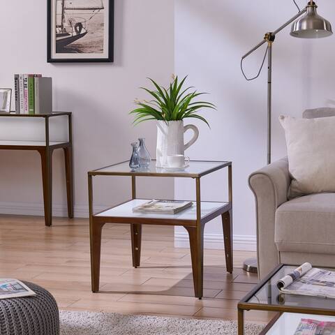 Carson Carrington Geirangerfjord Metal and Glass End Table