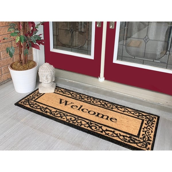 18 X 48 Welcome Border Large Coir Double Doormat