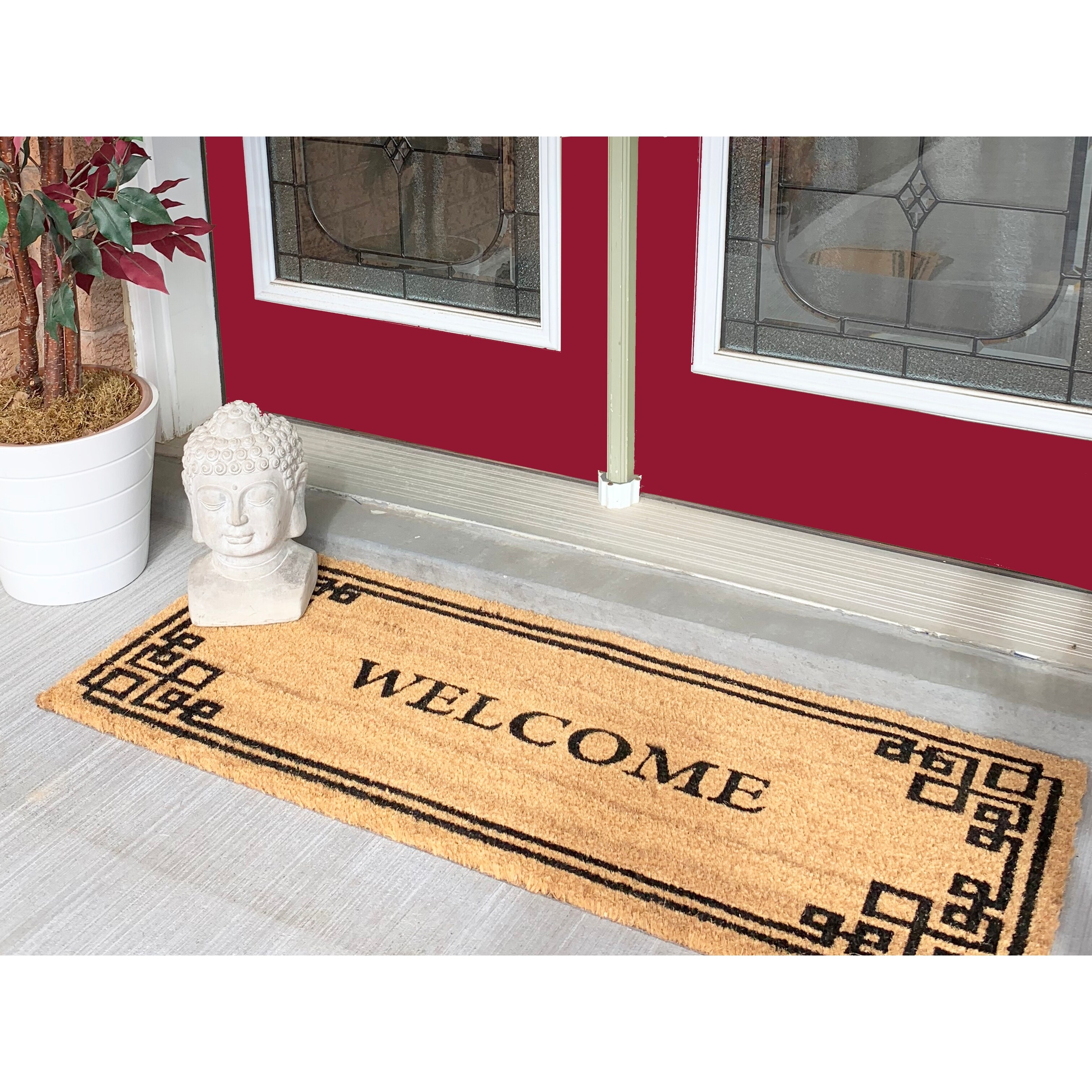 Shop 18 X 48 Welcome Greek Large Coir Double Doormat Free