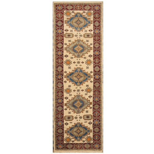 Handmade Kazak Wool Rug (India) - 2'9 x 8'5