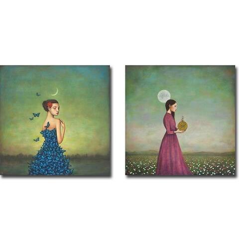 Metamorphosis in Blue and Counting on the Cosmos by Duy Huynh 2-piece Gallery Wrapped Canvas Giclee Art Set (Ready to Hang)
