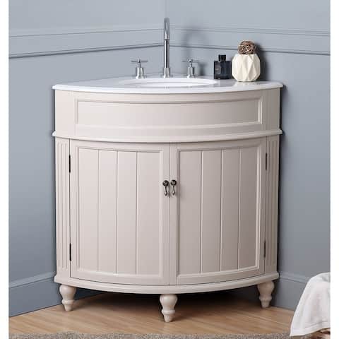 24" Benton Collection Thomasville Taupe Corner Bathroom Sink Vanity