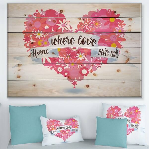 Shop Designart Home Where Love Never Ends Flower Banner Heart