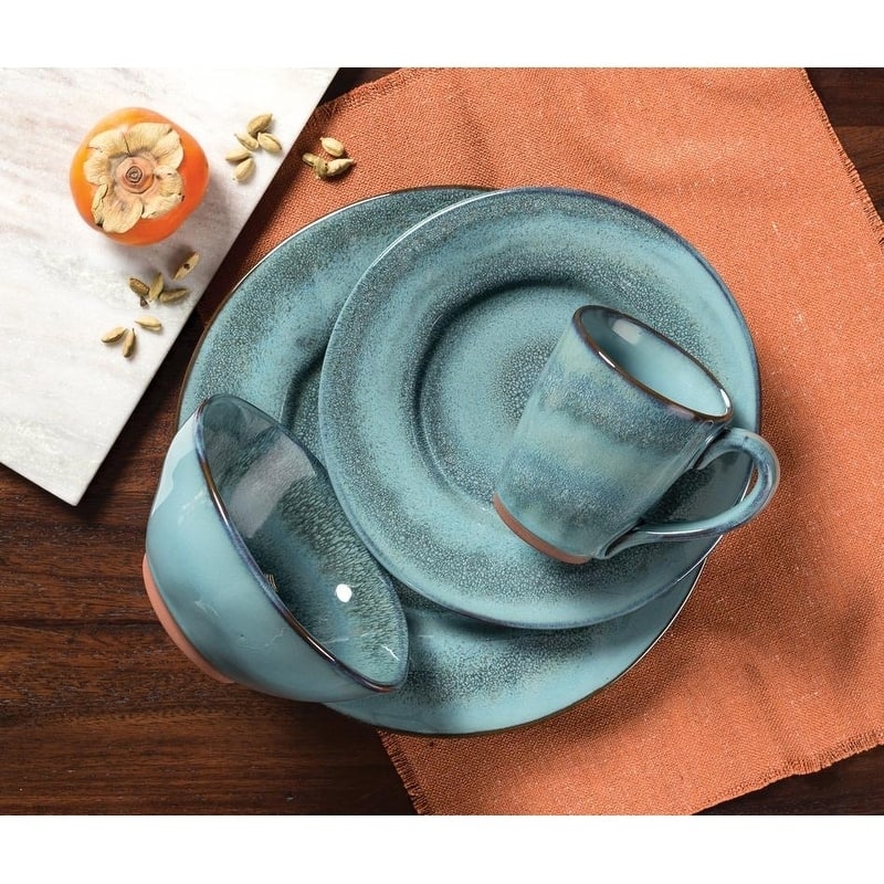 Sango Toren Denim 16-Piece Dinnerware Set, Service for 4 - 16 Piece - Blue