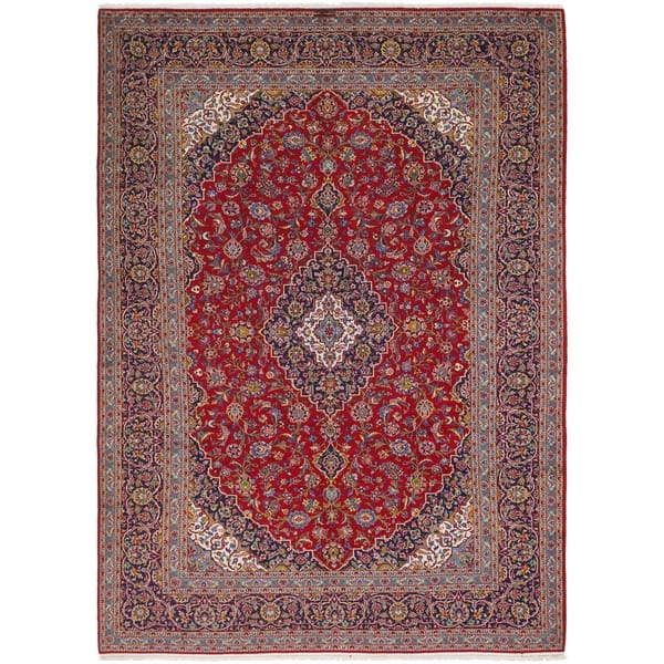 slide 1 of 13, Hand Knotted Kashan Wool Area Rug - 9' 9 x 13' 8