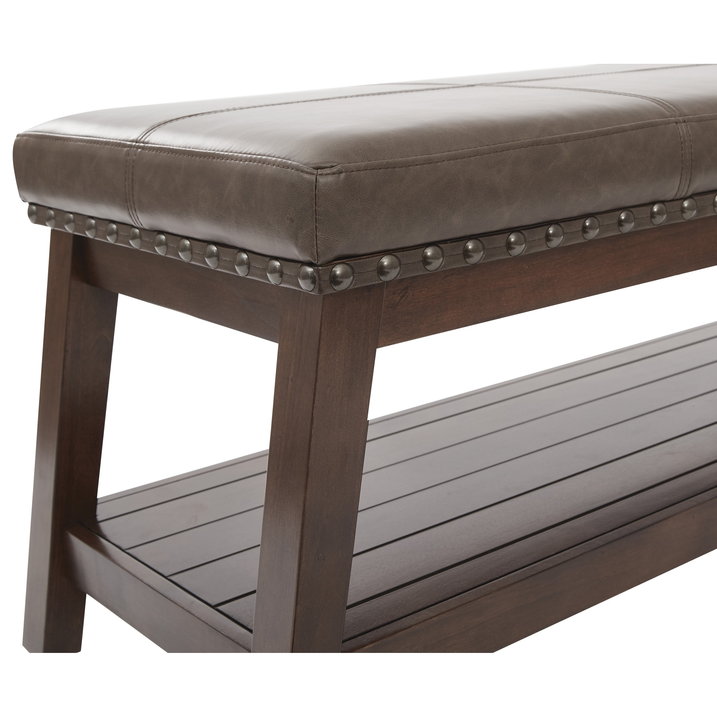 Emery Entry Bench with Mocha Rustic Bonded Leather Mocha Modern ...