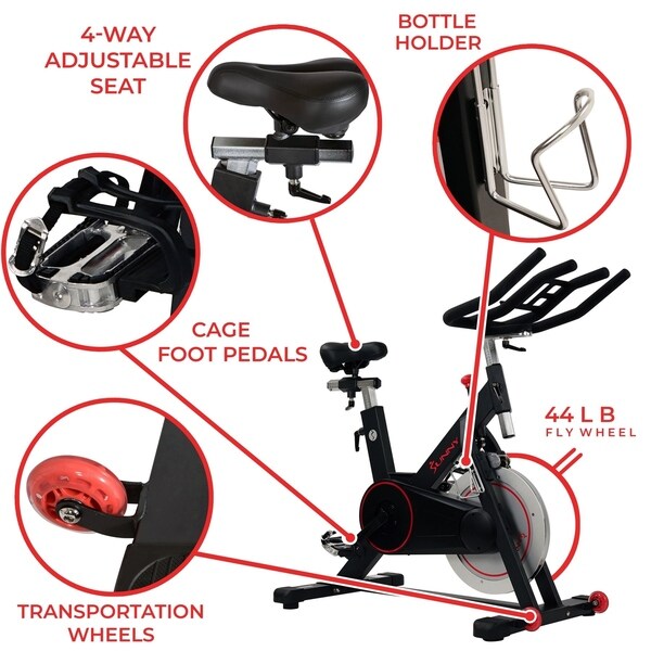 sunny health & fitness magnetic belt drive indoor cycling bike