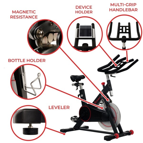 sunny health & fitness magnetic belt drive indoor cycling bike