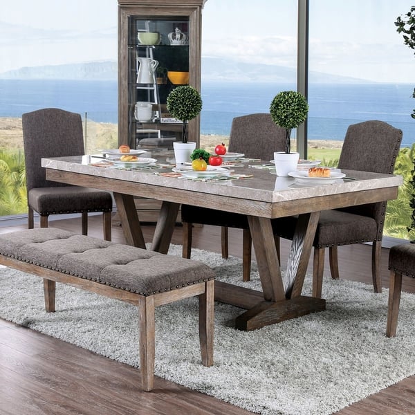 Furniture Of America Emmiyah Rustic Genuine Marble